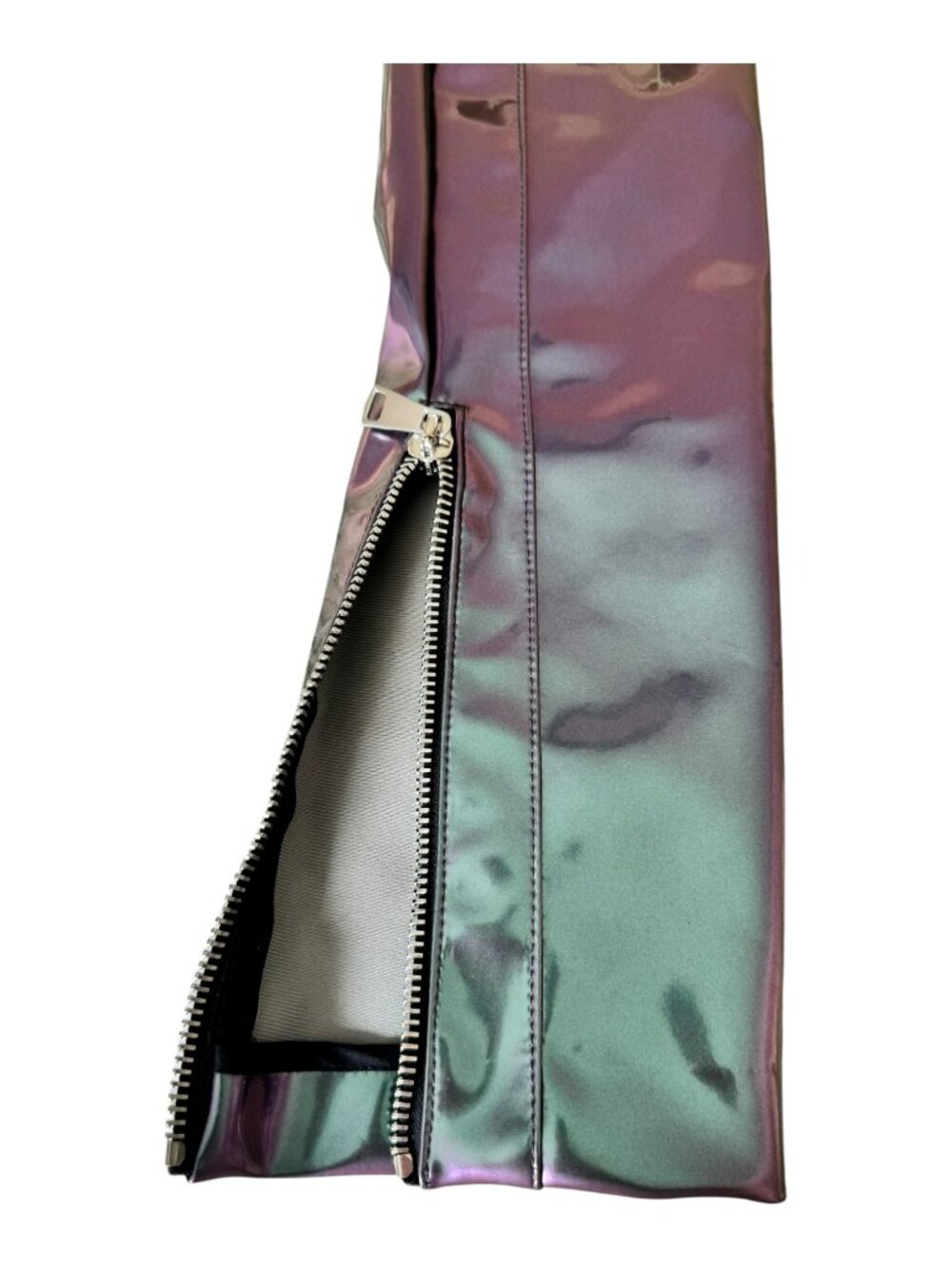 Laquan Smith Quilted Iridescent Vinyl Moto Pants - Size Xs - $2100 Retail. Nwt — image 6 of 8